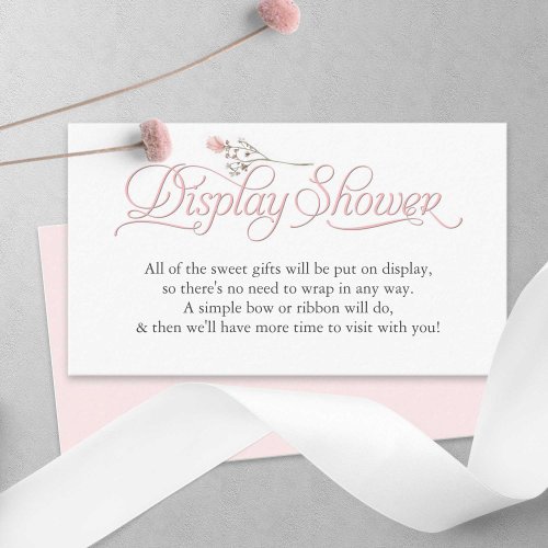 Pink wildflower elegant script display shower enclosure card