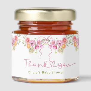 Pink Wildflower Floral Baby shower Honey Jar Favors