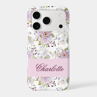 Pink Wildflower Floral Chic Name Style iPhone 17 Pro Case