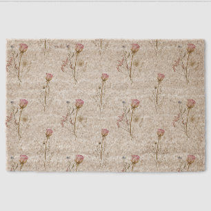 Pink Wildflower Floral Watercolor Fiber Doormat