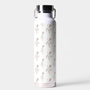 Pink Wildflower Floral Watercolor Pattern  Water Bottle