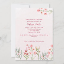 Pink Wildflower Garden Baby Shower Invitation