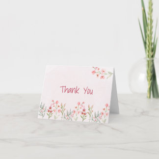 Pink Wildflower Garden Baby Shower Thank You Card