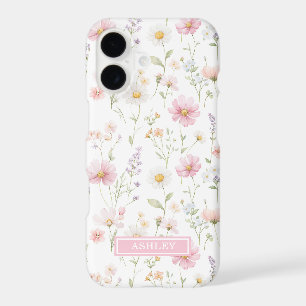Pink Wildflower Garden Monogrammed iPhone 17 Case