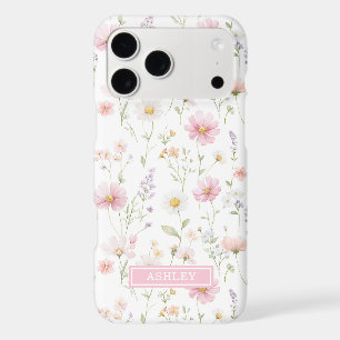 Pink Wildflower Garden Monogrammed iPhone 17 Pro Max Case