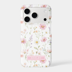 Pink Wildflower Garden Monogrammed iPhone 17 Pro Case