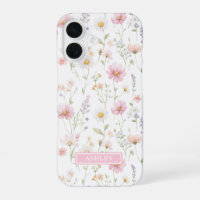 Pink Wildflower Garden Monogrammed
