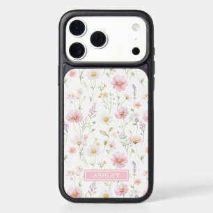 Pink Wildflower Garden Monogrammed iPhone 17 Pro Max Case