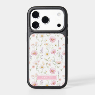 Pink Wildflower Garden Monogrammed iPhone 17 Pro Case