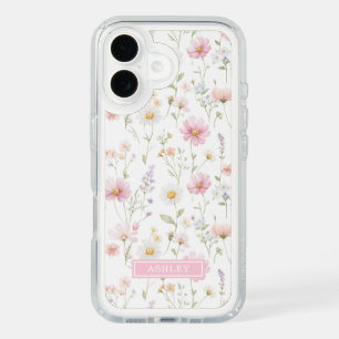 Pink Wildflower Garden Monogrammed iPhone 16 Case