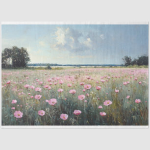 Pink Wildflower Landscape Impressionist Painting Tissue Paper
