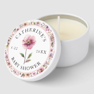 Pink Wildflower Mini Candle Baby Shower Favor – Du Mini Candle Favors