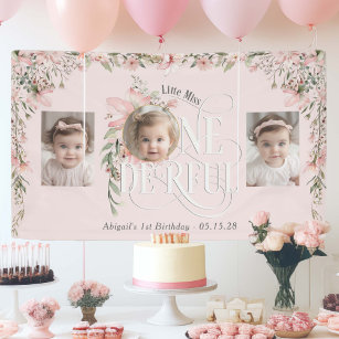 Pink Wildflower Miss Onederful 1st Photos backdrop Banner