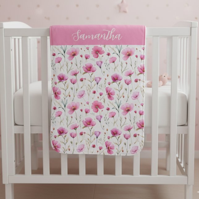 Pink Wildflower Name  Baby Blanket (Creator Uploaded)