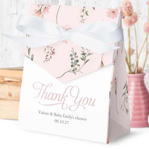 Pink Wildflower pattern elegant Baby Girl Shower  Favor Boxes