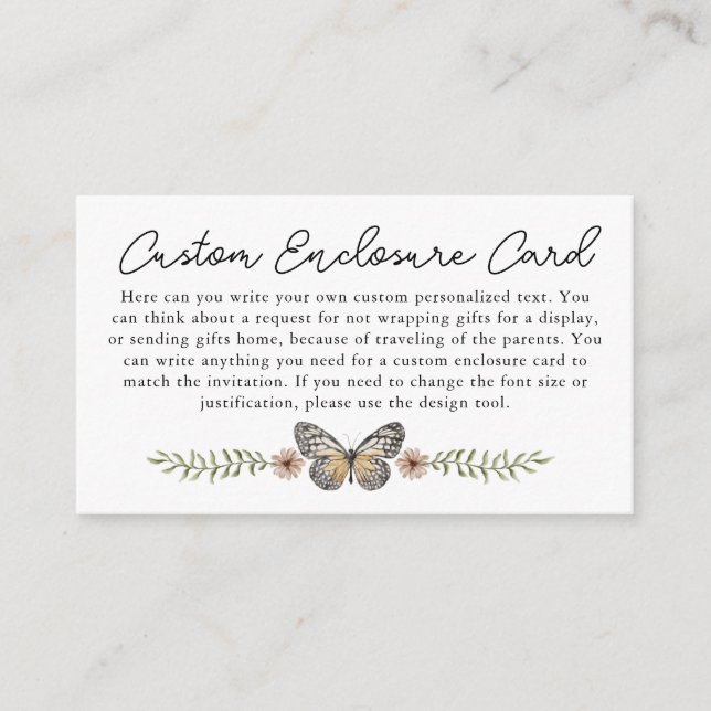 Pink Wildflower Personalized Insert Enclosure Card (Front)