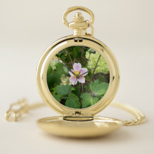 Pink Wildflower Pocket Watch Botanical Floral Po
