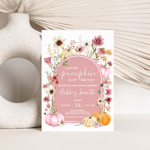 Pink Wildflower Pumpkin Baby Shower Invitation