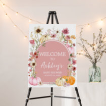 Pink Wildflower Pumpkin Baby Shower Welcome Sign