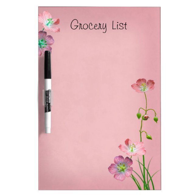 Pink Wildflower Reminder List Dry-Erase Board (Front)