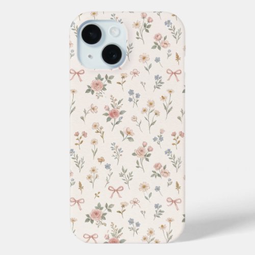 Pink Wildflower Rose Bow Pattern Phone Case