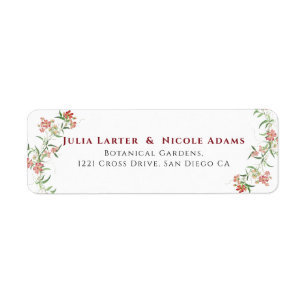 Pink Wildflower Rose Spring Garland Wedding Label