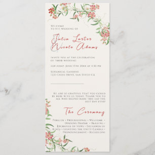 Pink Wildflower Rose Spring Garland Wedding Program