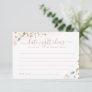 Pink Wildflower Rustic Boho date night ideas game  Thank You Card