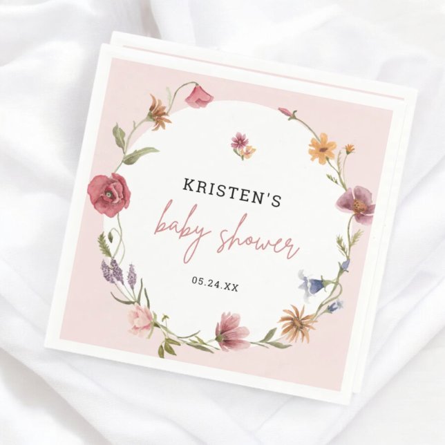 Pink Wildflower Spring Baby Shower Napkins (Creator Uploaded)