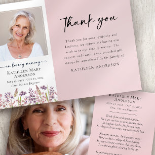 Pink Wildflower Sympathy Funeral Thank You Card