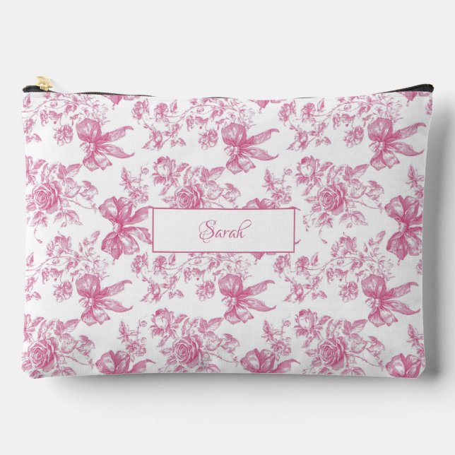 Pink Wildflower Tea Bridal Shower Accessory Pouch (Front)