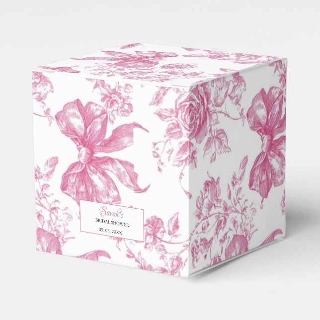 Pink Wildflower Tea Bridal Shower Favor Boxes (Front Side)