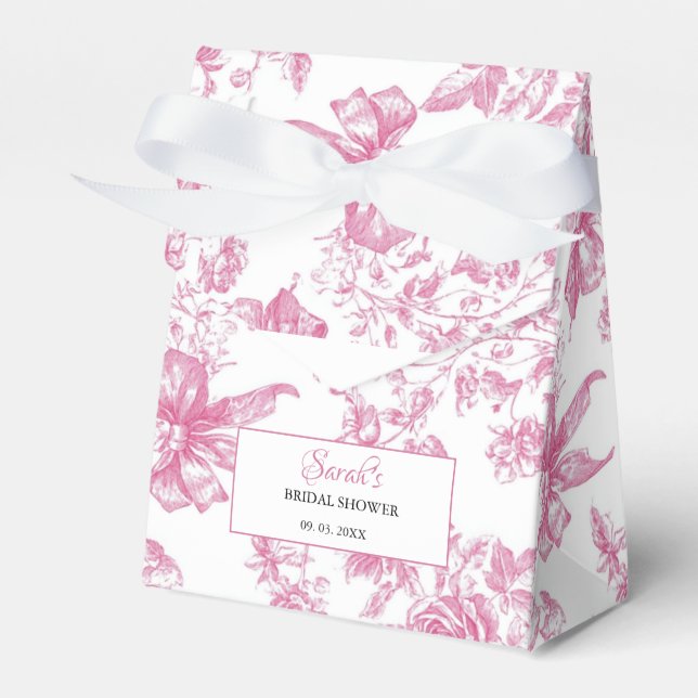 Pink Wildflower Tea Bridal Shower Favor Boxes (Front Side)