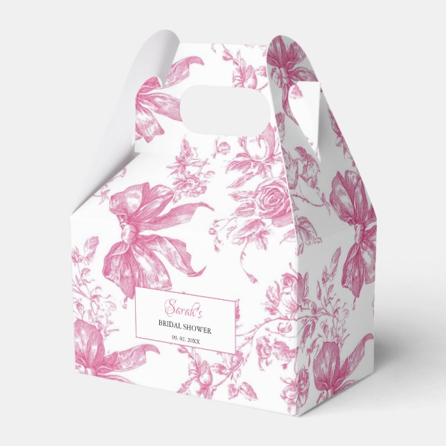 Pink Wildflower Tea Bridal Shower Favor Boxes (Front Side)