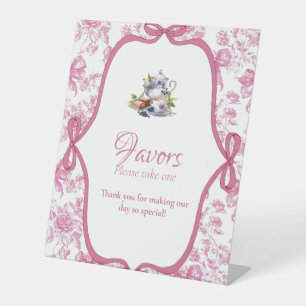 Pink Wildflower Tea bridal shower Favors Sign