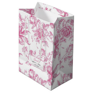 Pink Wildflower Tea Bridal Shower Medium Gift Bag