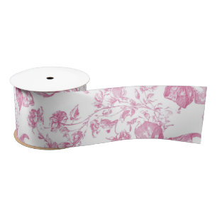 Pink Wildflower Tea Bridal Shower Satin Ribbon
