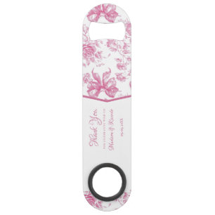 Pink Wildflower Tea Bridal Shower Thank you Bar Key