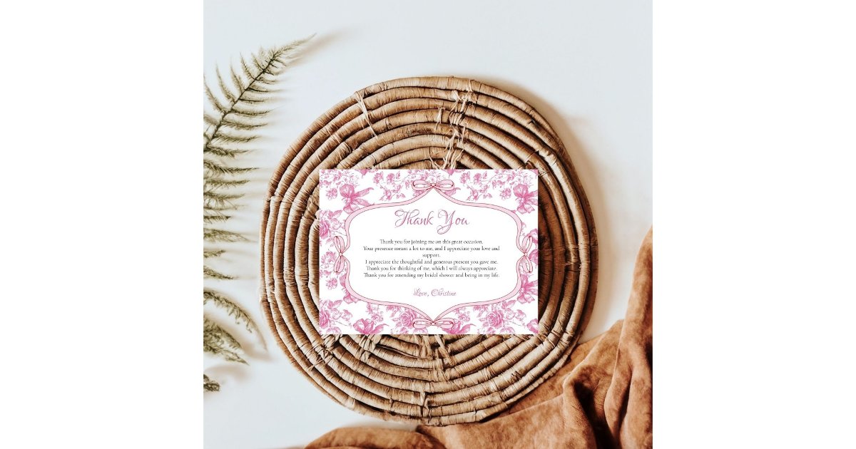 Pink Wildflower Tea Bridal Shower Thank You Card | Zazzle