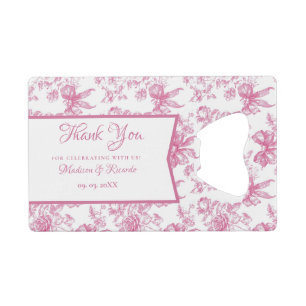 Pink Wildflower Tea Bridal Shower Thank you Credit Card Bottle Opener