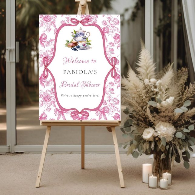 Pink Wildflower Tea  Engagement Party Welcome sign (Creator Uploaded)