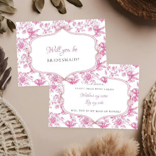 Pink Wildflower Tea Maid of honor Proposal Card