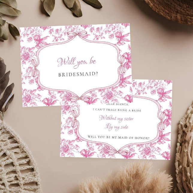 Pink Wildflower Tea Maid of honor  Proposal Card (Creator Uploaded)