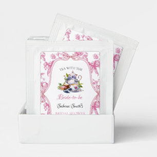 Pink Wildflower Tea Party Bridal Shower Invitation Bag Drink Mix
