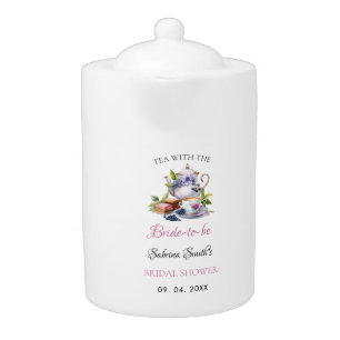 Pink Wildflower Tea Party Bridal Shower Invitation Teapot