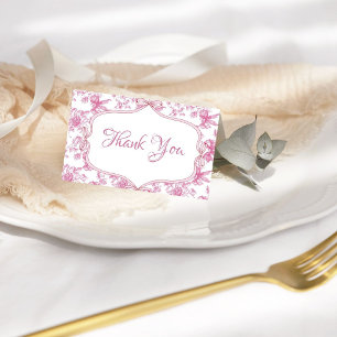 Pink Wildflower Tea Party Bridal Shower Letterpress Thank You Card