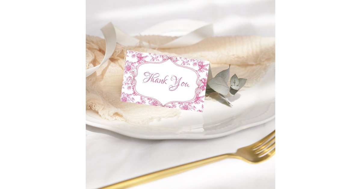 Pink Wildflower Tea Party Bridal Shower Letterpress Thank You Card | Zazzle