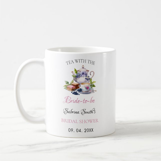 Pink Wildflower Tea Party Bridal Shower party Coffee Mug (Left)