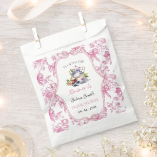 Pink Wildflower Tea Party Bridal Shower party Favor Bag