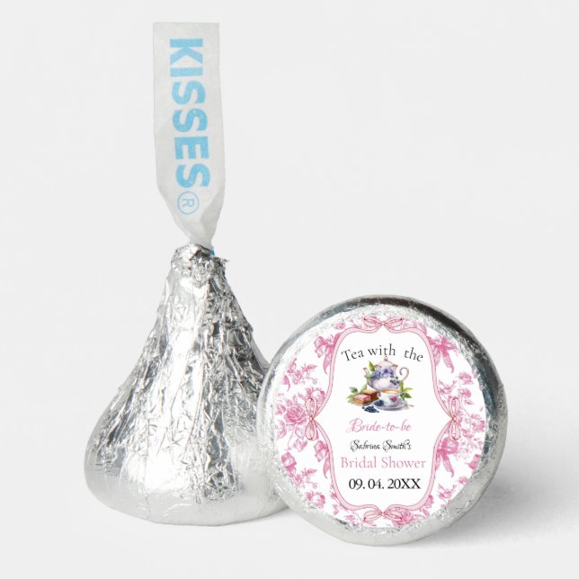 Pink Wildflower Tea Party Bridal Shower Party Hershey®'s Kisses® (Front)